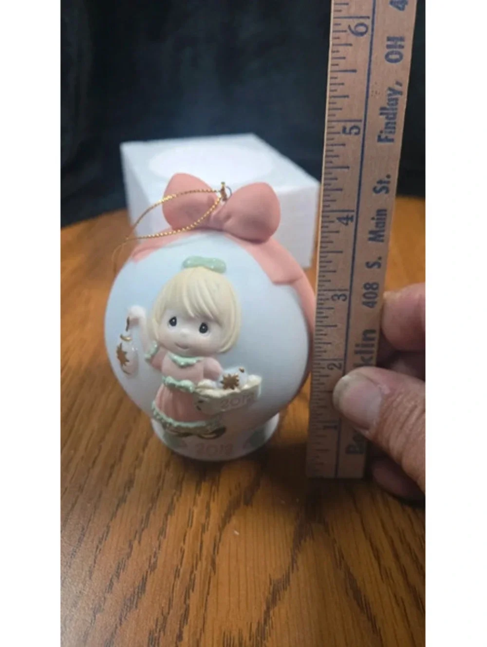 Precious Moments 2012 Christmas Ornament with Girl and Pink Bow